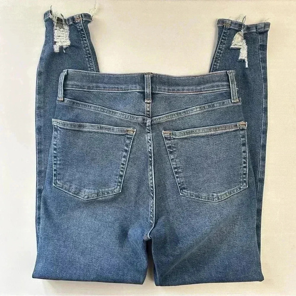 Topshop Jamie High Waisted Skinny Jeans Ankle Cropped Jagged  Hem Blue Size 26 - Picture 13 of 16